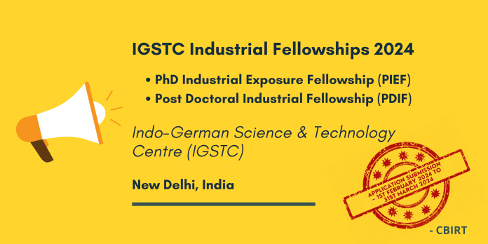 IGSTC Industrial Fellowships 2024, for PhD and PostDoc