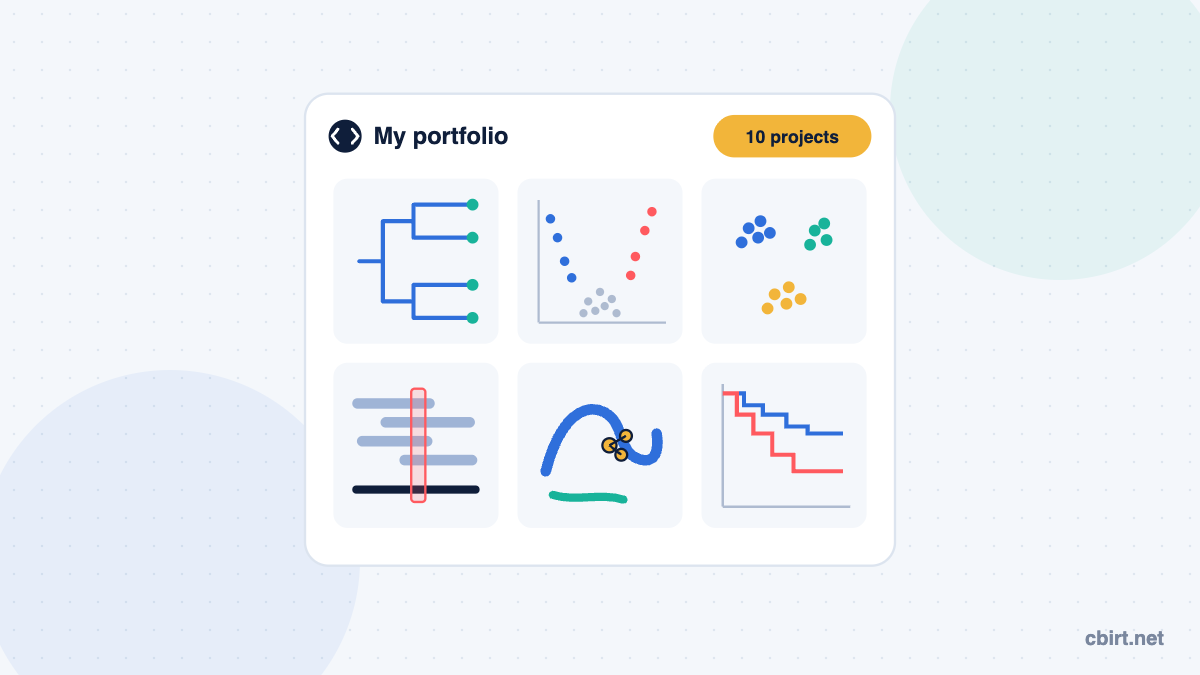 Bioinformatics projects portfolio: a phylogenetic tree, a volcano plot, single-cell clusters, a variant call, a docked ligand and a survival curve